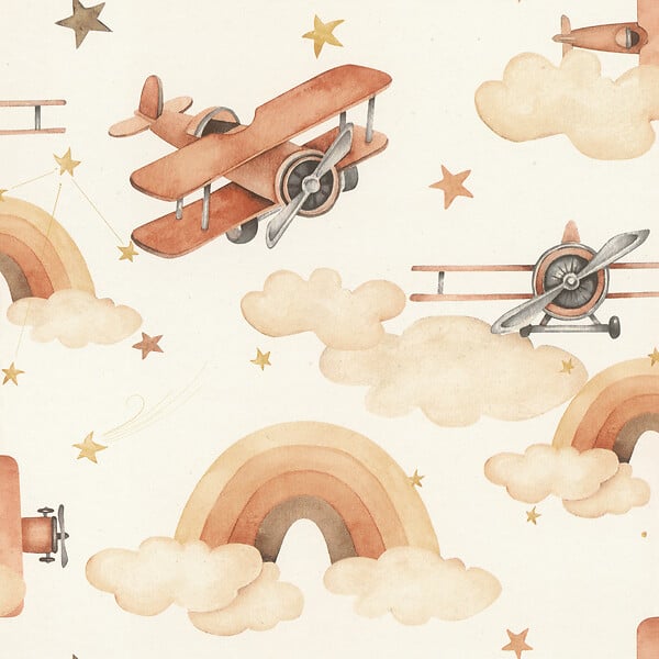 RASCH - Papier peint intissé motif aviation - 10,05m x 53cm - large