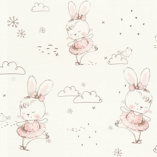 RASCH - Papier peint intissé enfant Motif lapine ballerine - Rose - large