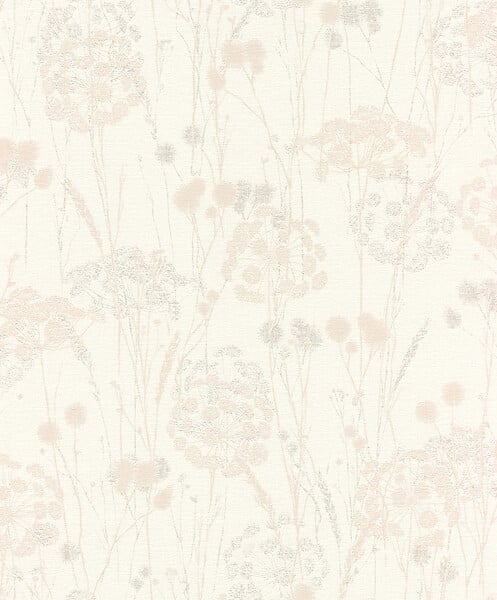 RASCH - Papier peint intissé Vei motif fleurs de panais - Blanc - large