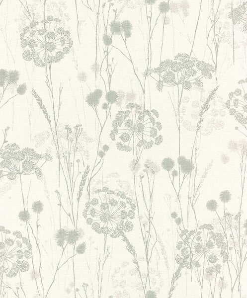 RASCH - Papier peint fleurs de panais - Vert - L.0.53x10.05m - large