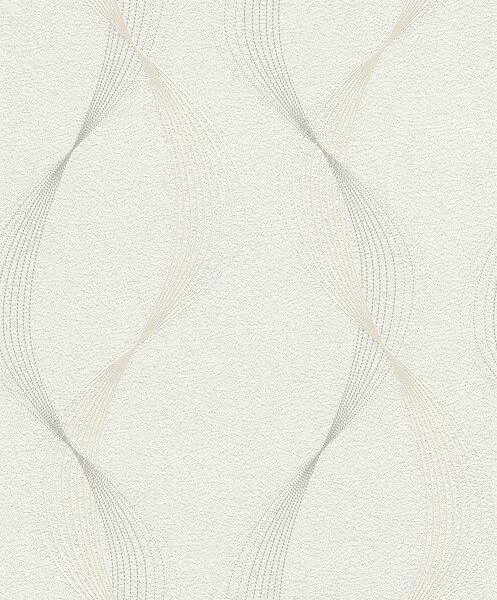 RASCH - Papier peint intissé Vei motif courbes - Beige - large