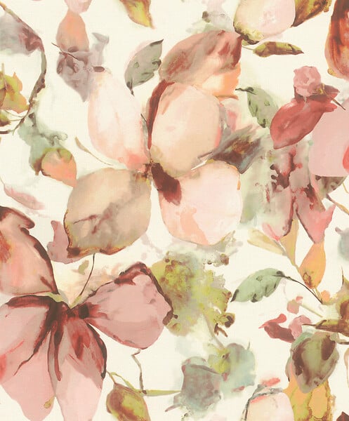 RASCH - Papier peint intissé Florentine IV Motif magnolias - Rose - large