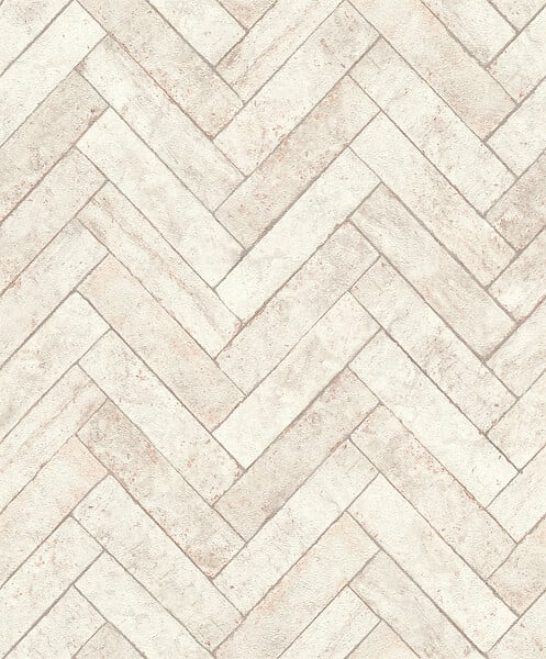 RASCH - Papier peint briques chevrons blanc - large