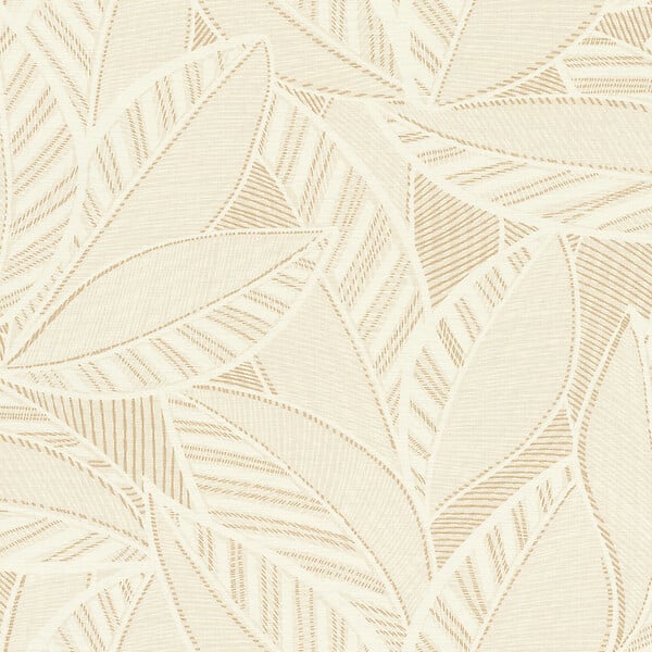 RASCH - Papier peint intissé feuille ligne charme - Beige - large