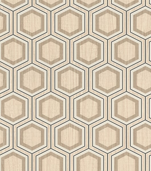 RASCH - Papier peint intissé hexagone - Beige et noir - 10mx53cm - large