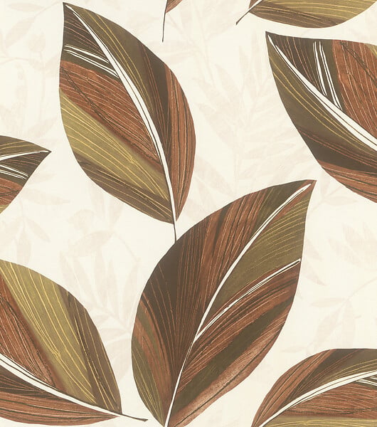 RASCH - Papier peint intissé motif feuillage Alamy - Marron - large