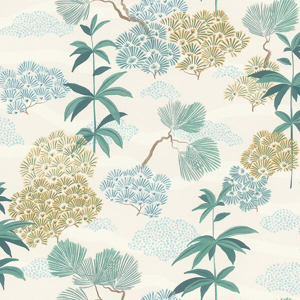 RASCH - Papier peint Jardin Japonais - Turquoise - 10.05x0.53m - large
