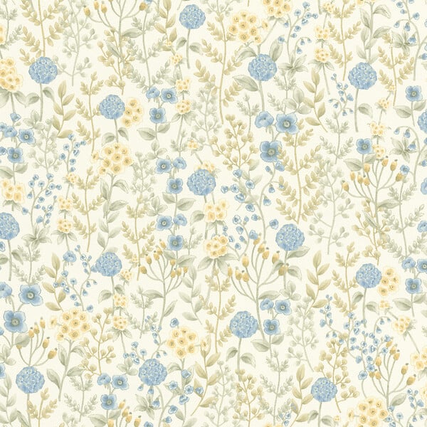 RASCH - Papier peint intissé floral - Bleu - L.0,53x10,05m - large