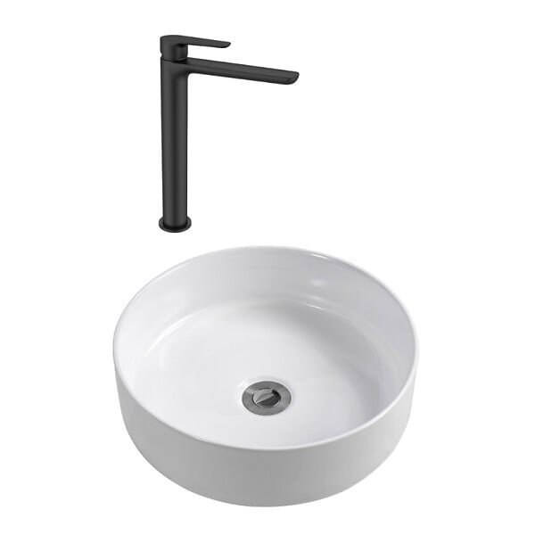 CERAMIA - PixL 36 x 12,5 cm vasque à poser + Swiss Aqua Technologies Mood mitigeur lavabo XL + Ceramia PixL bonde (CEPX36SAT285C) - large
