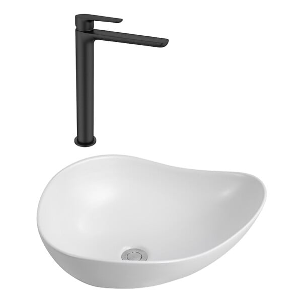 CERAMIA - PixL 51x38x19 cm vasque à poser + Swiss Aqua Technologies Mood mitigeur lavabo XL + Ceramia PixL bonde (CEPX505WMSAT285C) - large