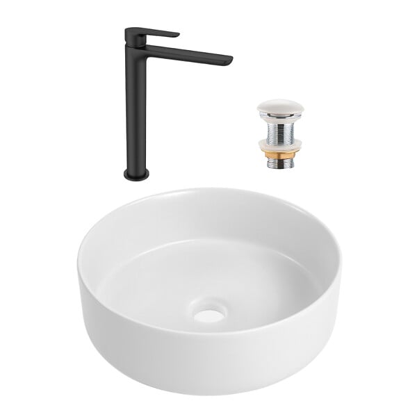 CERAMIA - Ceramia PixL 36 x 12,5 cm vasque à poser + Swiss Aqua Technologies Mood mitigeur lavabo XL + Ceramia PixL bonde (CEPX36WMSAT285C) - large