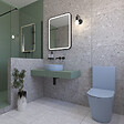 SWISS AQUA TECHNOLOGIES - Swiss Aqua Technologies Infinitio WC à poser complet en céramique avec abattant SoftClose, bleu mat (SATINF031VPSNDBLM) - vignette