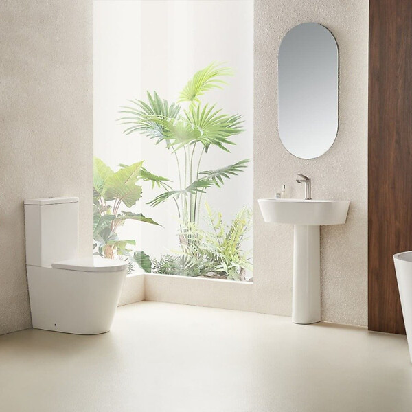 SWISS AQUA TECHNOLOGIES - Project Combi WC à poser sans bride en céramique avec abattant SoftClose, blanc (SATPRO31) - large