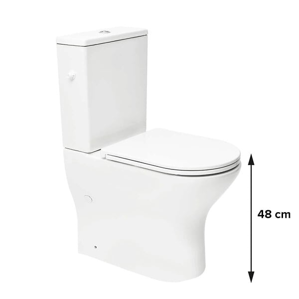SWISS AQUA TECHNOLOGIES - Brevis Combi WC à poser sans bride en céramique compatible PMR avec abattant SoftClose, blanc (SATBRE033RREXVPP) - large