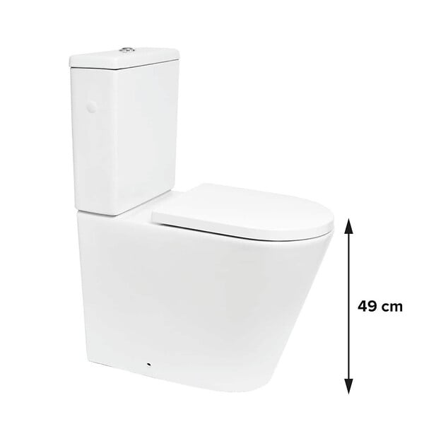 SWISS AQUA TECHNOLOGIES - Brevis Combi WC à poser sans bride en céramique avec abattant SoftClose, blanc (SATBRE32) - large