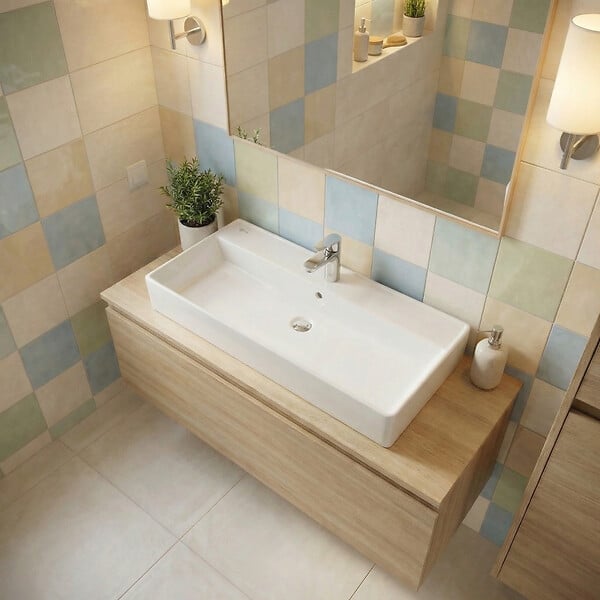 SWISS AQUA TECHNOLOGIES - Swiss Aqua Technologies Lavabo à suspendre et à poser SAT Infinitio - 100,4x46,5 cm (SATINF10046) - large