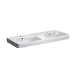 GEBERIT - Geberit Smyle Square 120x48x16,5 cm lavabo double vasque céramique, 2 trous de robinetterie au milieu, trop-plein, blanc (500.223.01.1) - vignette