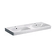 GEBERIT - Geberit Smyle Square 120x48x16,5 cm lavabo double vasque céramique, 2 trous de robinetterie au milieu, trop-plein, blanc (500.223.01.1) - vignette