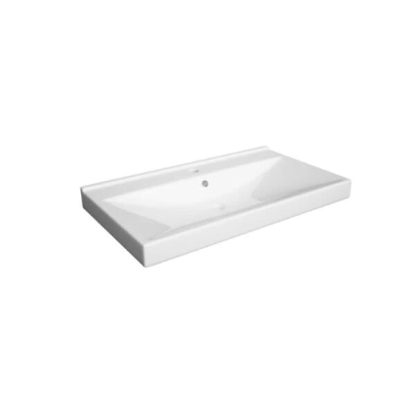 NATUREL - Naturel Stilla 81x46x6,5 cm lavabo en céramique pour meubles, avec trop-plein, blanc (VERSO80) - large