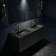 NATUREL - Naturel Lavabo double Modena noir mat 121×46×17,5 cm pour meuble 120 cm en céramique – 2 trous, avec trop-plein (M12046BKM) (M12046BKM) - vignette