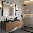 NATUREL - Naturel Lavabo double Modena noir mat 121×46×17,5 cm pour meuble 120 cm en céramique – 2 trous, avec trop-plein (M12046BKM) (M12046BKM) - vignette