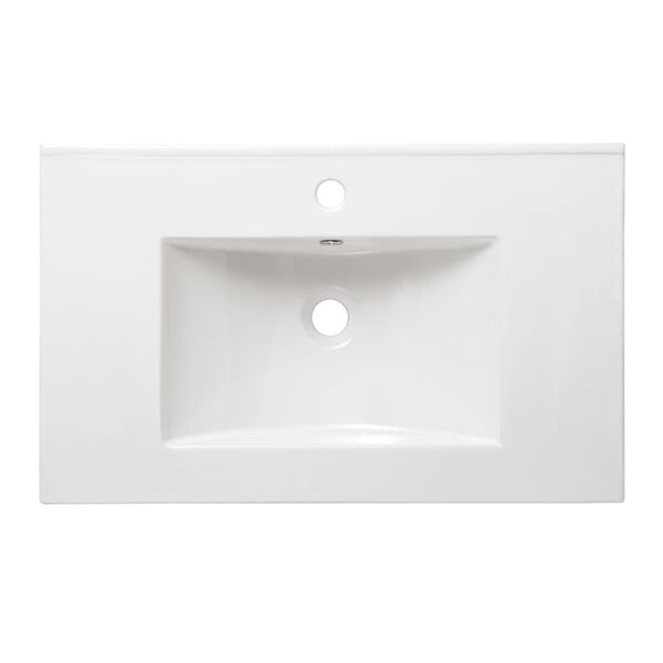NATUREL - Naturel Modena 81x46 cm lavabo en céramique avec trou pour robinetterie au milieu, blanc brillant (M8046) - large