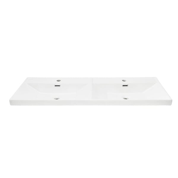 SWISS AQUA TECHNOLOGIES - Swiss Aqua Technologies B-Way 121x46 cm double vasque semi-encastrée en céramique, pour meuble de salle de bain SATEVO120NA, blanc (SATBW212046) - large