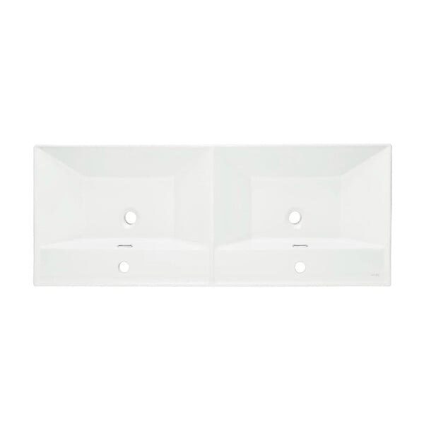 SWISS AQUA TECHNOLOGIES - Swiss Aqua Technologies B-Way 121x46 cm double vasque semi-encastrée en céramique, pour meuble de salle de bain SATEVO120NA, blanc (SATBW212046) - large