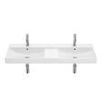 ROCA - Roca Ona 120x46x16 cm lavabo suspendu double vasque en céramique, 2 trous de robinetterie au milieu, trop-plein, blanc (A32768B000) - vignette