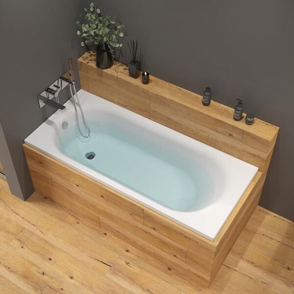 SWISS AQUA TECHNOLOGIES - Project 170x70x45 cm baignoire rectangulaire en acrylique coulé 204 L + pieds + vidage + siphon, blanc (SATVAPRO170-SETP1) - large