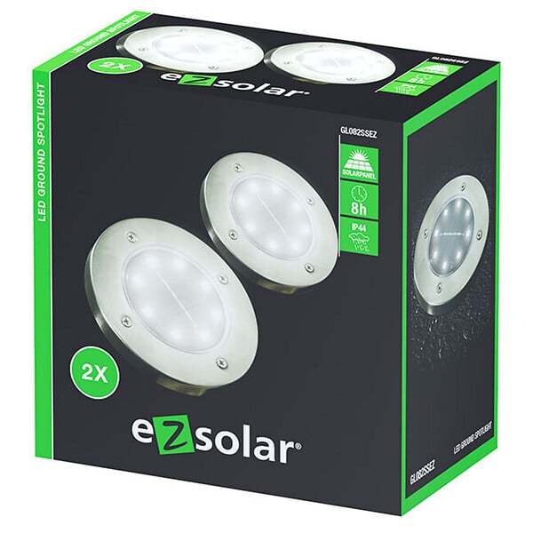 EZ SOLAR - EZ SOLAR Pack de 2 spots solaires encastrables 2 x 12 lumens - large