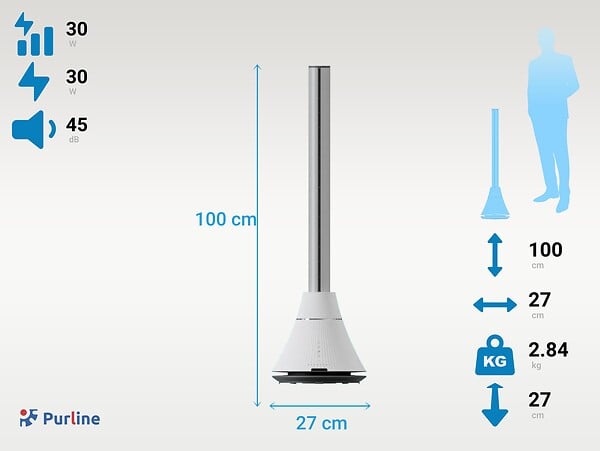 PURLINE - Ventilateur tour 100 ultra-silencieux avec 8 vitesses - large