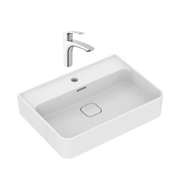 IDEAL STANDARD - Strada II lavabo 600x430 mm 1 trou + Swiss Aqua Technologies Project mitigeur monocommande 1/2" Lavabo, chrome (T300001SATBSPRO2 - large