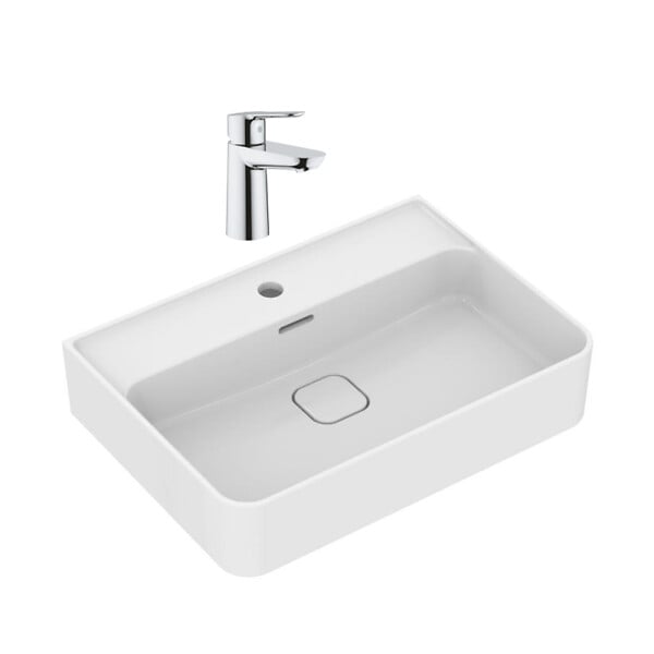 IDEAL STANDARD - Ideal Standard Strada II lavabo 600x430 mm 1 trou + Grohe mitigeur monocommande, 1/2" pour lavabo taille S, chrome (T300001G23330000) - large