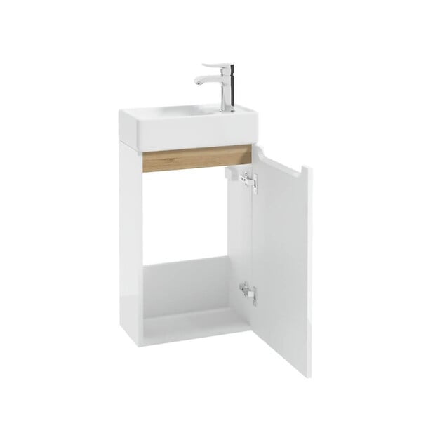 NATUREL - Naturel Meuble de salle de bain avec lavabo en céramique, Stilla, 39x60x22 cm blanc (STILLAD04008U) - large