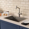 CERAMIA - Timeless 55x45x21 cm �vier encastrable inox 304 + mitigeur inox avec douchette extractible, gun metal bross� (TMLKST-5545BGM-M1) - vignette