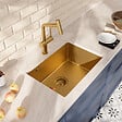 CERAMIA - Timeless 55x45x21 cm évier sous plan en inox 304, 1 bac + mitigeur inox avec douchette extractible, or brossé (TMLKSU-5545BG-M1) - vignette