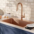 CERAMIA - Timeless 68x45x21 cm évier encastrable en inox 304 + mitigeur inox avec douchette extractible, cuivre brossé (TMLKST-6845BCP-M2) - vignette