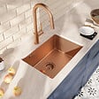 CERAMIA - Timeless 55x45x21 cm �vier sous plan en inox 304 + mitigeur inox avec douchette extractible, cuivre bross� (TMLKSU-5545BCP-M2) - vignette