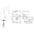 CERAMIA - Timeless 55x45x21 cm �vier sous plan en inox 304 + mitigeur inox avec douchette extractible, cuivre bross� (TMLKSU-5545BCP-M2) - vignette