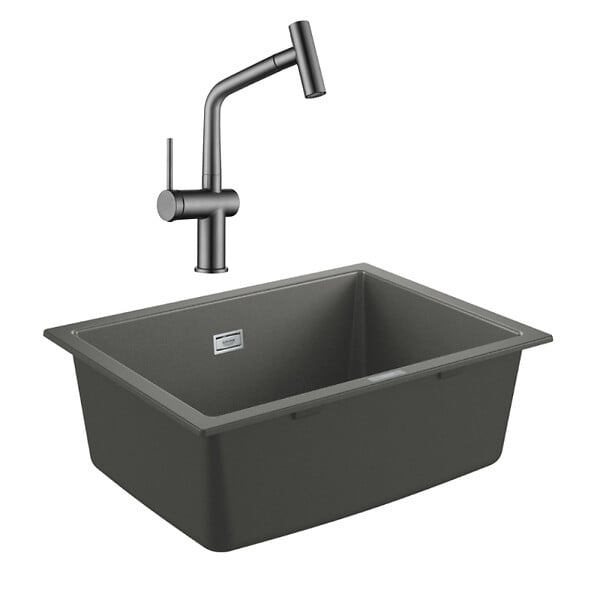 GROHE - Grohe K700U evier composite + Ceramia Timeless mitigeur (G31655TML1BGM-SET) - large