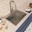 CERAMIA - Timeless 55x45x21 cm évier encastrable inox 304 + mitigeur inox avec douchette extractible, gun metal brossé (TMLKST-5545BGM-M2) - vignette
