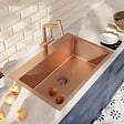 CERAMIA - Timeless 55x45x21 cm �vier encastrable en inox 304 + mitigeur inox avec douchette extractible, cuivre bross� (TMLKST-5545BCP-M1) - vignette