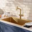 CERAMIA - Timeless 68x45x21 cm évier encastrable en inox 304 + mitigeur inox avec douchette extractible, or brossé (TMLKST-6845BG-M1) - vignette