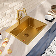 CERAMIA - Timeless 55x45x21 cm évier encastrable en inox 304 + mitigeur inox avec douchette extractible, or brossé (TMLKST-5545BG-M1) - vignette