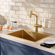 CERAMIA - Timeless 55x45x21 cm évier encastrable en inox 304 + mitigeur inox avec douchette extractible, or brossé (TMLKST-5545BG-M1) - vignette