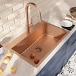 CERAMIA - Timeless 55x45x21 cm évier encastrable en inox 304 + mitigeur inox avec douchette extractible, cuivre brossé (TMLKST-5545BCP-M2) - vignette