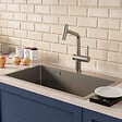 CERAMIA - Timeless 68x45x21 cm évier encastrable inox 304 + mitigeur inox avec douchette extractible, gun metal brossé (TMLKST-6845BGM-M1) - vignette