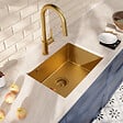 CERAMIA - Timeless 55x45x21 cm évier sous plan en inox 304 + mitigeur inox avec douchette extractible, or brossé (TMLKSU-5545BG-M2) - vignette