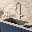 CERAMIA - Timeless 68x45x21 cm évier sous plan inox 304 + mitigeur inox avec douchette extractible, gun metal brossé (TMLKSU-6845BGM-M2) - vignette